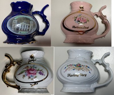 4 Stück Kurbecher Kurtasse Kur-Schnabeltasse Marienbad Karlsbad