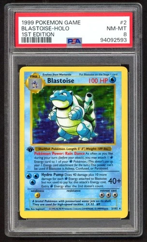 Pokemon Cards - PSA 8 1st Edition Blastoise 2/102 - Base Set Shadowless - NM-MT