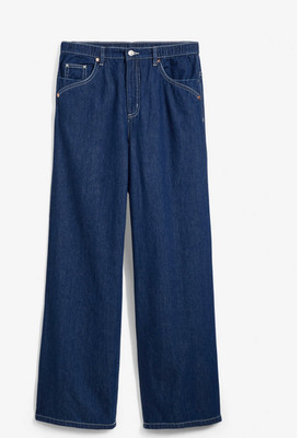 Wide-Leg-Jeans Mid Waist Bequembund Full Length Gr. 40 Nachtblau Damenjeans Neu
