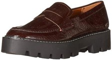 Franco Sarto Womens Balin Lug Sole Chunky Loafer, Burgundy, 5