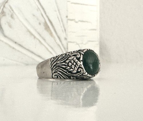 Vintage Southwest style sterling silver 925 green stone ring Dakota West $ - Picture 5 of 11