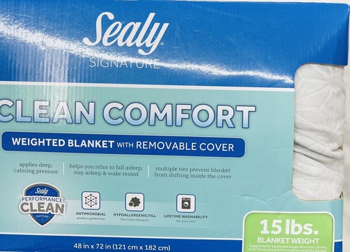 Sealy 48"x72" Clean Comfort 15lbs Weighted Blanket with Removable Cover Gray - Picture 3 of 11