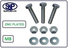 M8 / 8mm / 8MM FULL THREAD BOLT HIGH TENSILE BZP WITH FULL NUT AND WASHER