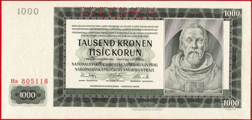 BOHEMIA & MORAVIA 1000 CORONAS EDICIÓN 24 10 1942 P 15s UNC - Imagen 2 de 3
