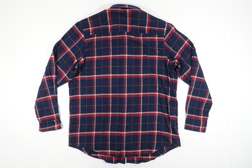 CLUB ROOM PLAID WINDOWPANE NAVY BLUE RED LARGE FLANNEL BUTTON FRONT SHIRT NEW - Picture 8 of 9