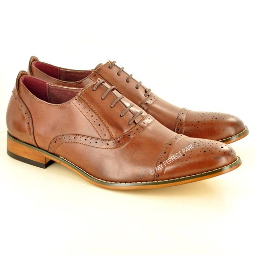 Neu Herren Brogues formelle Schnürung Büroschuhe Leder gefütterte Zehenpartie Kappe UK Größe 7-12 - Bild 26 von 34