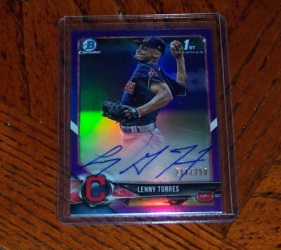2018 Bowman Draft Chrome Pick Purple Refractor 217/250 Lenny Torres #CDA-LT Auto