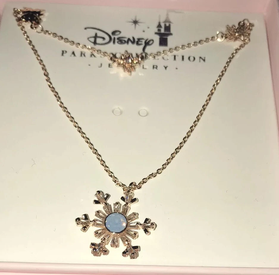 Disney Parks Frozen 2 Elsa Snowflake Rose Gold Tone Necklace NEW
