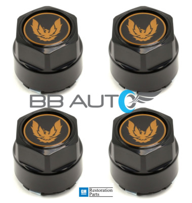 1982-1992 FIREBIRD TRANS AM ALUMINUM WHEEL CENTER HUB CAPS SET NEW GOLD BIRD