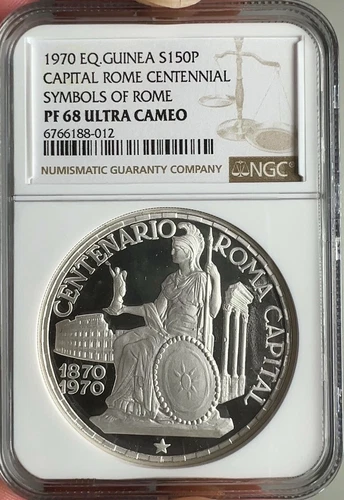 1970 Equatorial Guinea 150 Pesetas - Capital Rome - NGC PF68 Ultra Cameo