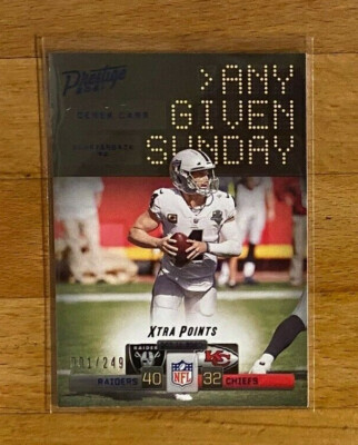 2021 Panini Prestige Any Given Sunday Derek Carr Xtra Points Blue #d 1/249 LV