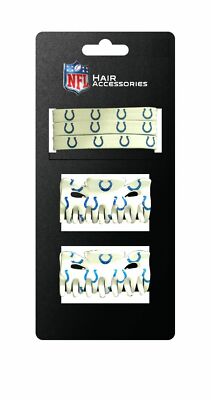 NFL Indianapolis Colts Hair Accessory 2-Hair Clips and 3-Elastic Ponytail Bands