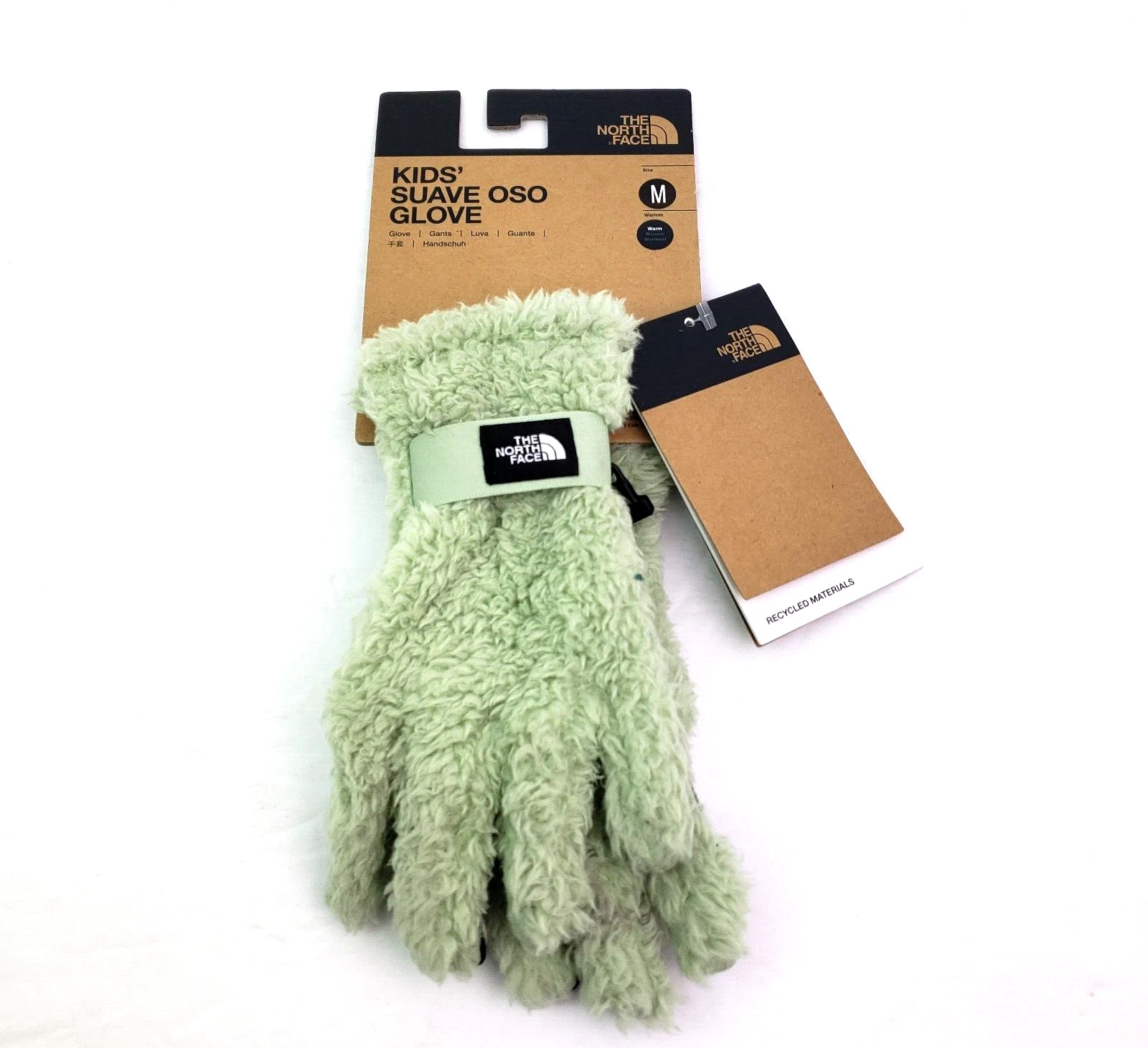The North Face Suave Oso Kids Size M Misty Sage Green Cozy Soft Warm Gloves