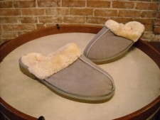 Sporto Jasmine Grey Suede Faux Fur Slipper Mule Shoe NEW