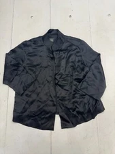 Eileen Fisher Black Open Front Silk Long Sleeve Blazer Womens Size Medium