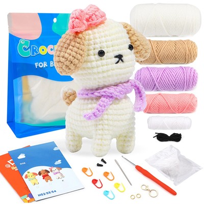 Crochet Kit Cotton Crocheting Kit Include Tutorials Dog Crochet Set for Starters