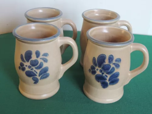 Set of 4 Pfaltzgraff USA Stoneware 8oz Barrel Tankard Mug 7-288 Vintage Coffee
