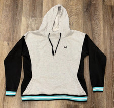 Cinch Western Gray Teal Striped Hoodie Sweatshirt Hooded Womens Size L Large