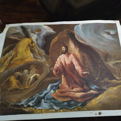 Christ on the Mount of Olives, El Greco, hand painted, 40''h x 30' w, repro.