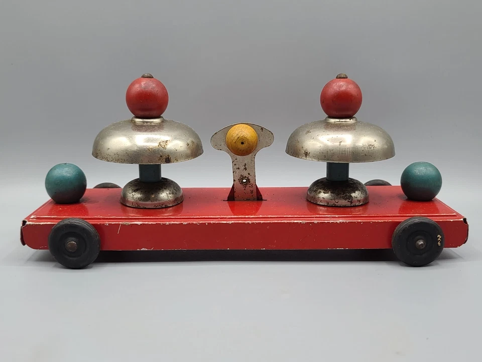 Винтажная игрушка MARX из прессованной стали — двойной колокольчик - Изображение 4 из 4