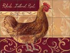 Ceramic Tile Mural Backsplash Kasun Rhode Island Red Rooster Art EC-TK011