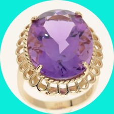 Natural Amethyst Event Ring 15.65CT 14K Yellow Gold Size 6.25