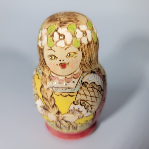 Matrioshka Russische verschachtelte Puppen Set/5 Holzofen Naturholz Goldfarbe Lesen - Bild 6 von 12