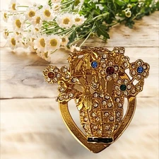 RHINESTONE FLORAL BASKET SCARF CLIP