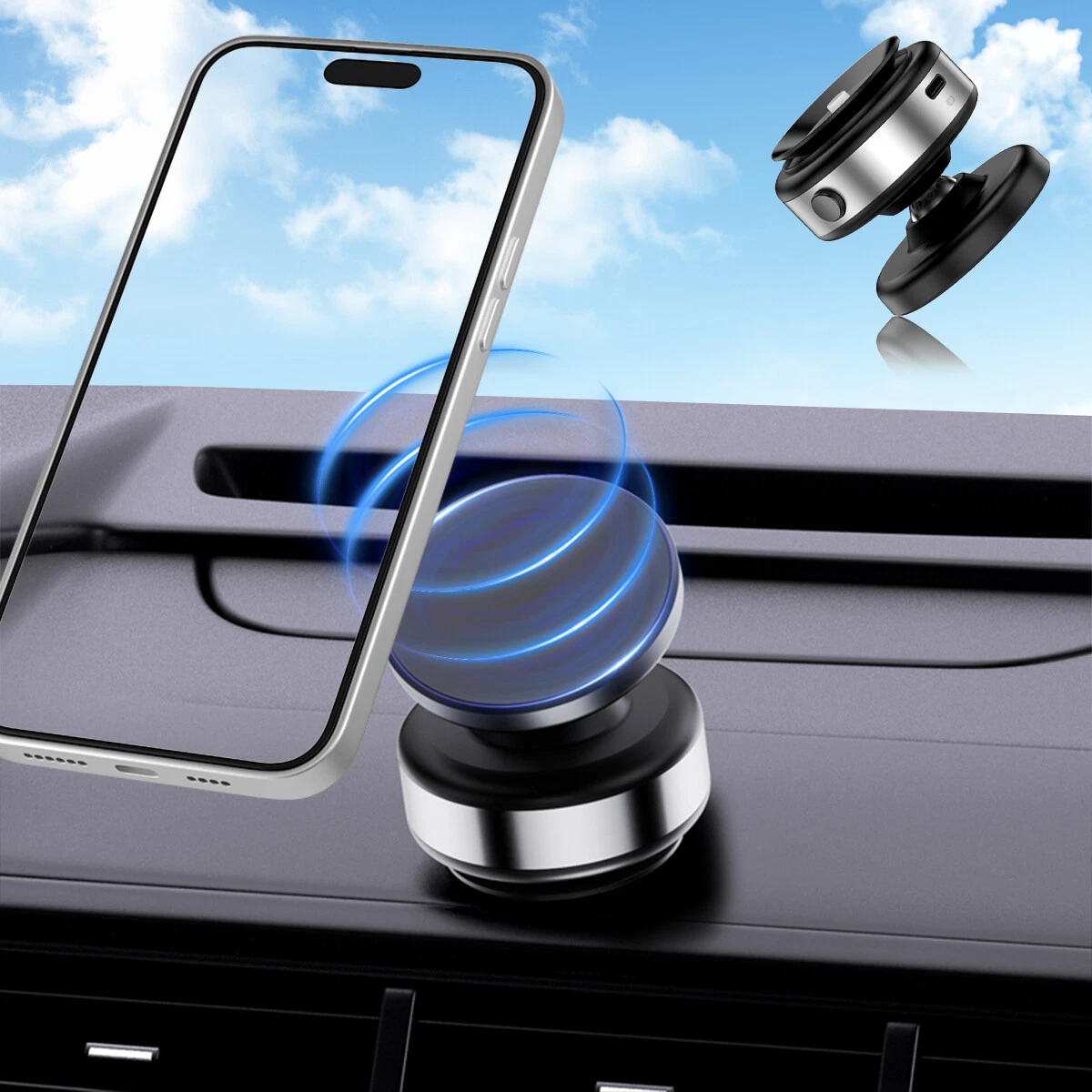 Electric Vacuum Magnetic Suction Cup Car Phone Holder Stand Mount 360° Rotation Electric Vacuum Magnetic Suction Cup Car Phone Holder Stand Mount 360° Rotation
