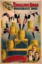 1901 Circus Poster Ringling Bros Raschetta Brothers Acrobatic Act - 16x24