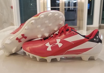 red white and blue under armour football cleats