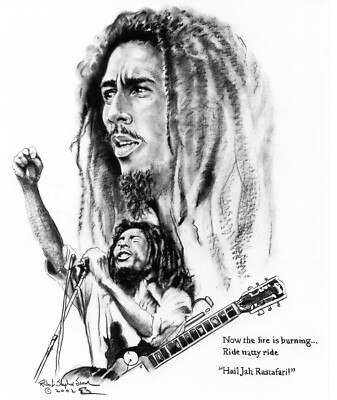 BOB MARLEY, King of Reggae, Jah Rastafari 11x14 LITHO by ROBERT STEPHEN SIMON