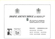 Original 1963 advert for Swaine. Adeney. Brigg & Sons Ltd. Whips Umbrellas