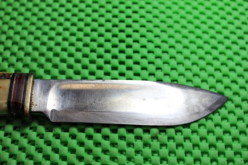 Marbles Gladstone IDEAL Knife Roller Coaster Stamp Bone Stag w/ Sheath Ref# 50e - Picture 8 of 9