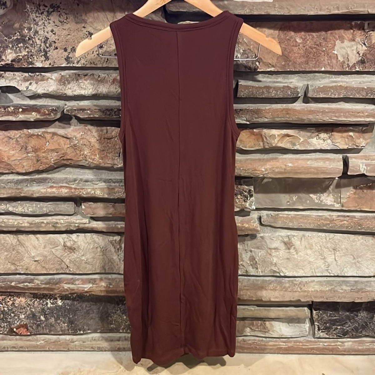 Quince Tencel Ribbed Knit Sleeveless Mini Dress Brown | eBay