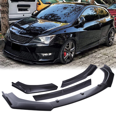 Lower Body Kit For Seat Ibiza FR Matte Black Front Bumper Lip Spoiler Splitter Lower ...