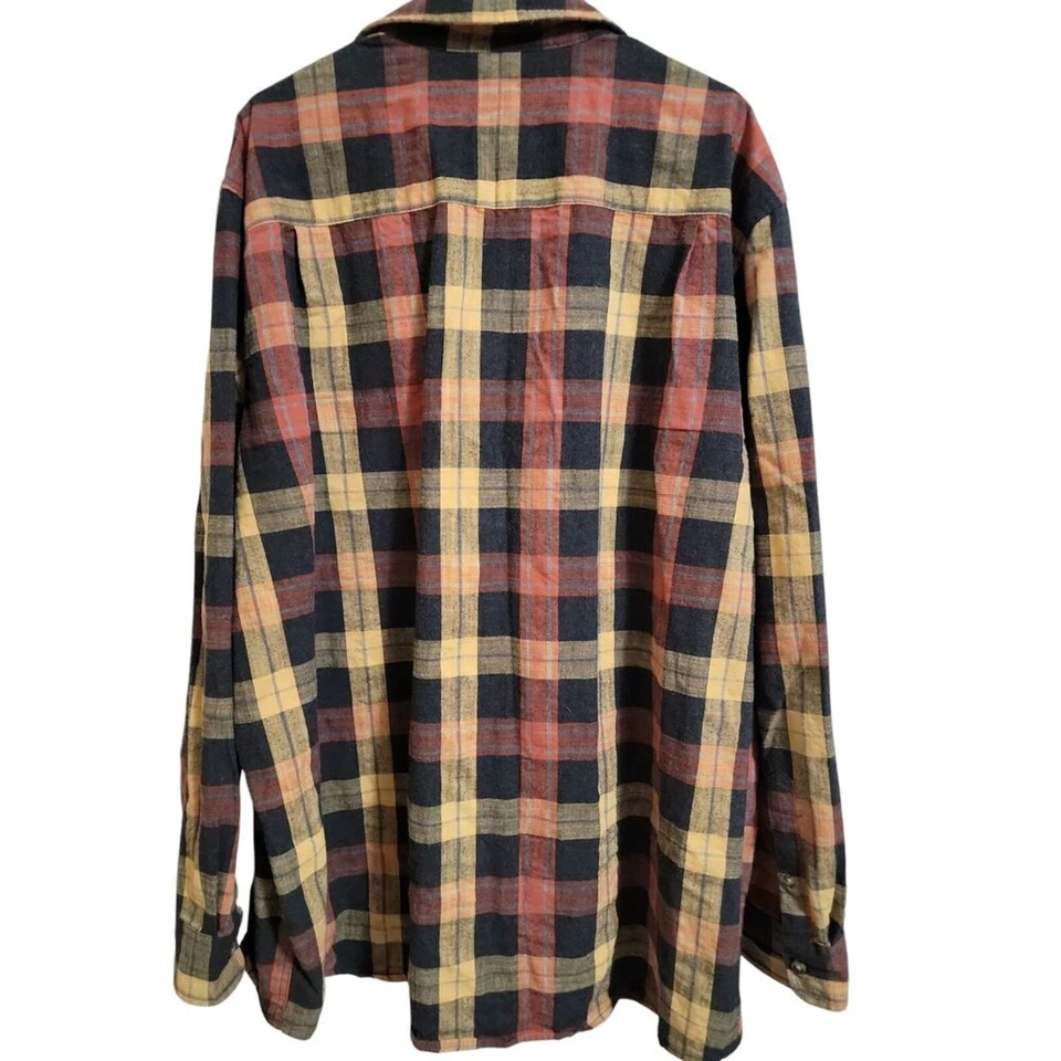 The Foundry Curry Plaid Long Sleeve Flannel Shirt 2XLT - Image 3 of 4