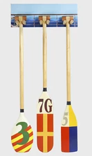 Signal Flag Paddles 21.75" Set/3 w/ Wall Mount Nautical Oars Boat Home Decor New