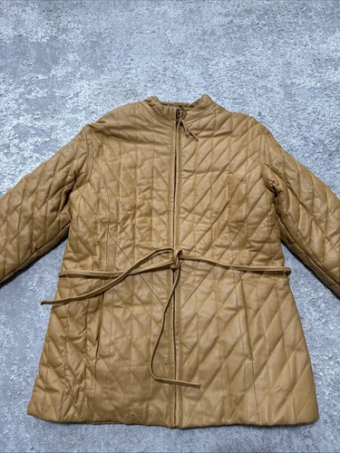 Shebang Women's Beige Leather Jacket Coat Size XL