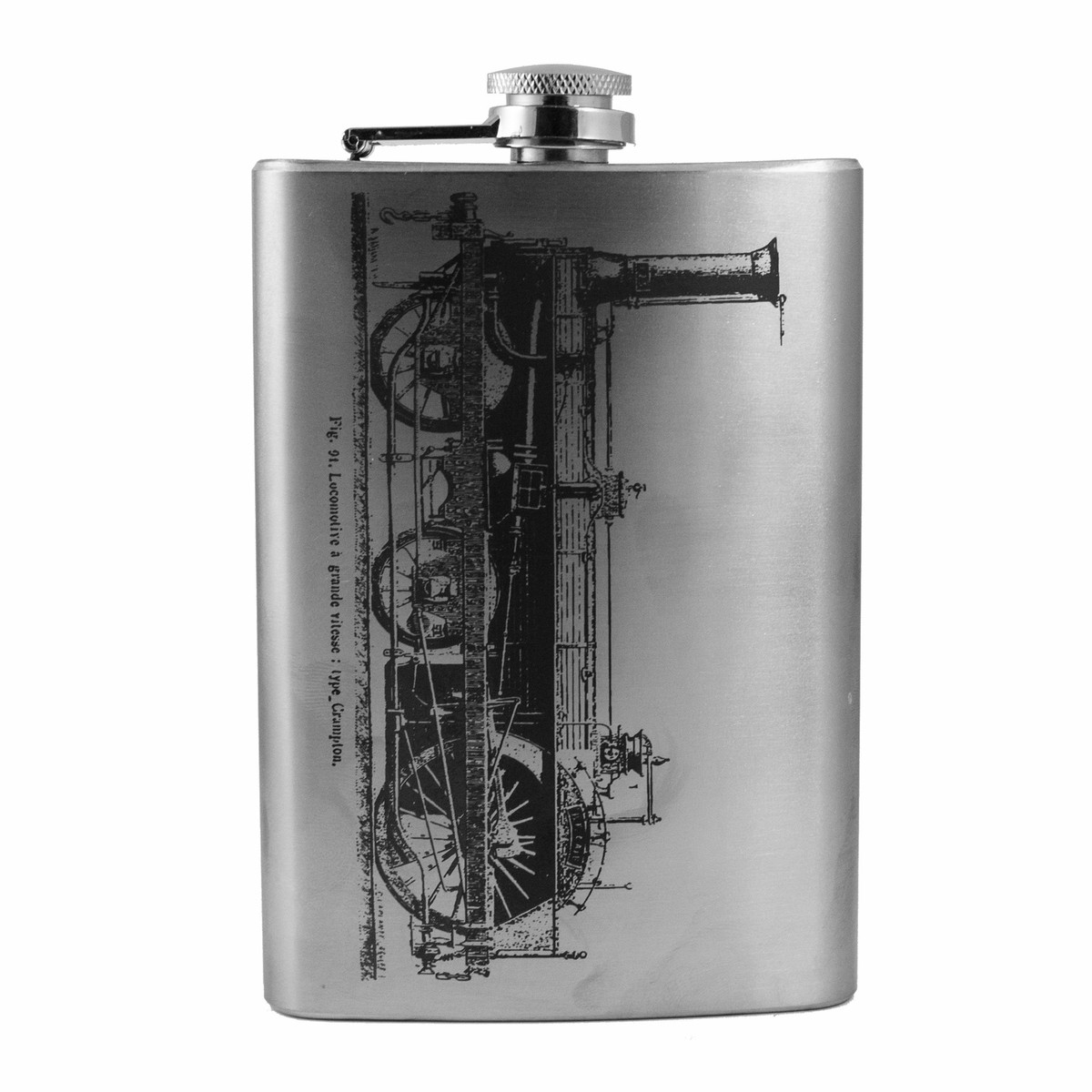 8oz Crampton Steam Locomotive Flask L1 Historic Stainless Steel Flask 8oz Crampton Steam Locomotive Flask L1 Historic Stainless Steel Flask