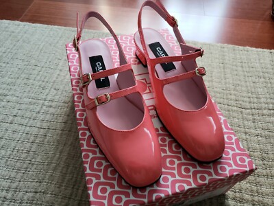 【関税込み】Peche Sandals - Carel - Leather - Burgundy Peche - Burgundy patent leather slingback Mary Janes | Carel