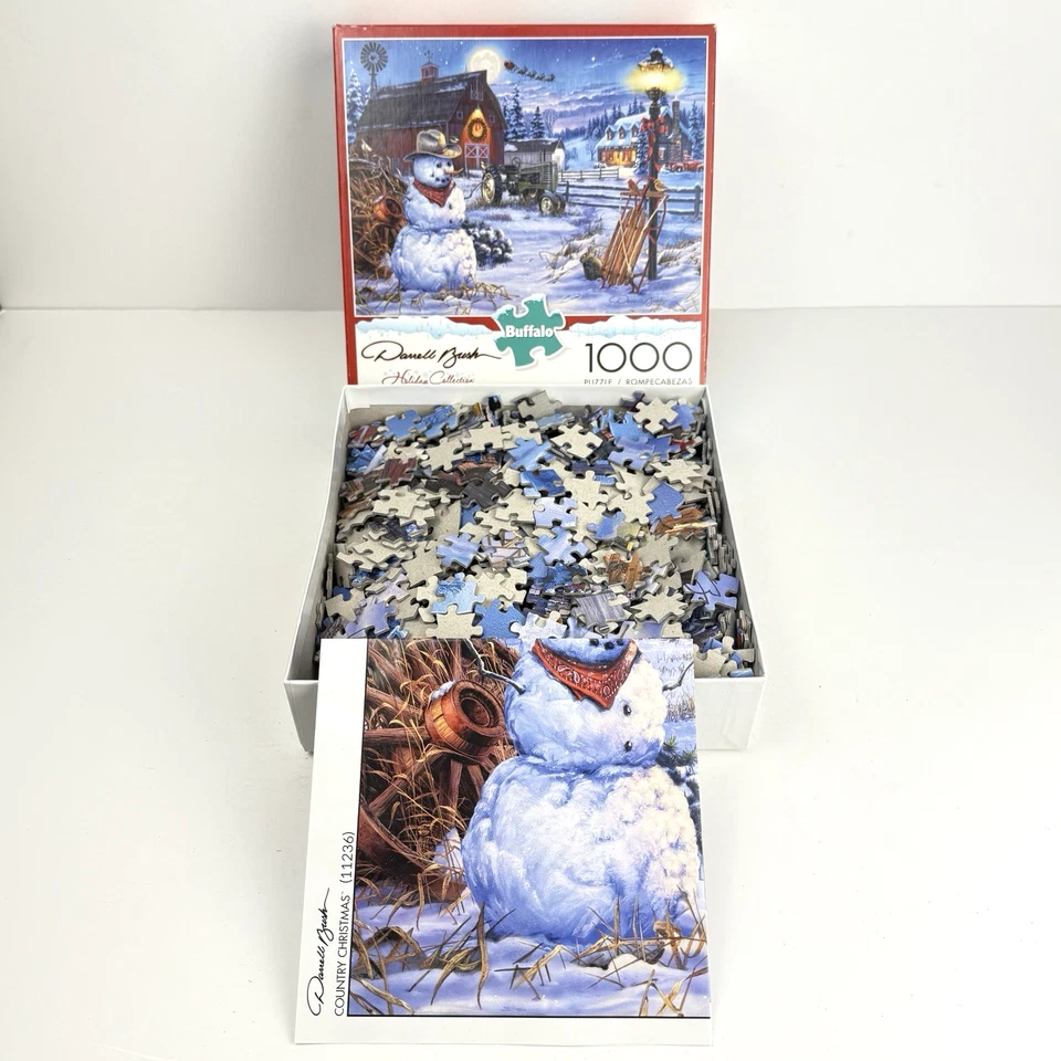 Country Christmas Darrell Bush 1000 Piece Puzzle w/ Poster Buffalo Games - Image 2 of 4