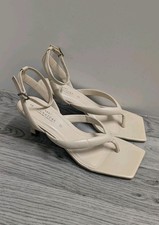 Next Signature Comfort Strappy Sandal Kitten Heels Beige Cream Size UK 6 New