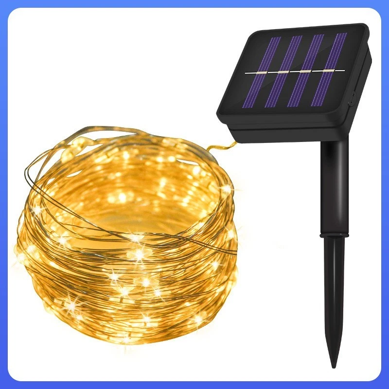 Catena Solare 12 M 100 LED Bianco Caldo IP65 Esterno – Luci Natalizie 2/4/6/8 pz - Immagine 4 di 4