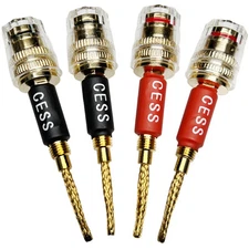 CESS-220 Pin Banana Plug to 4mm Female Banana Jack/Speaker Wire, 4 Pack (Brai...