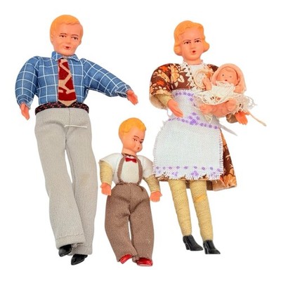 Vintage Lundby Dollhouse People Caco Family Dolls Set Of 4 Mom Dad Boy Baby