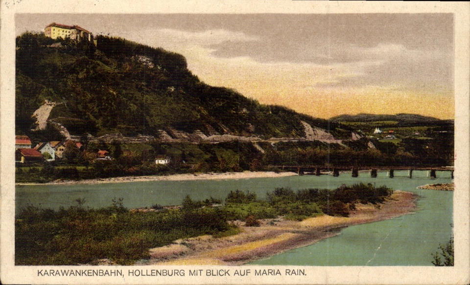 AK 1920 -KARAWANKENBAHN- HOLLENBURG- Bahnlinie +ehemalige Holzbrücke- Maria RAIN - Bild 2 von 3