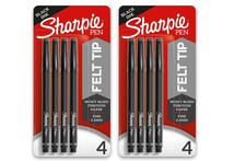 SHARPIE Felt Tip Pens, Fine Point 0.4mm , Black, 4 Count Pack of 2