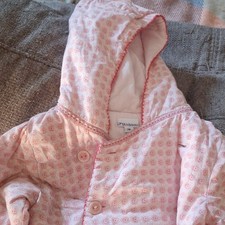 P'tit bisou Veste bébé matelassée à capuche rose/blanc à pois 3 mois