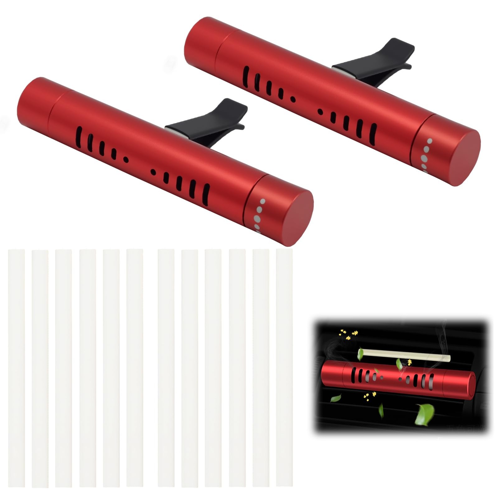 MILAKE 2 Pack Car Essential Oil Diffuser Vent Clip, Aluminum 2 Pcs, Red-2 Pcs  thumbnail 2